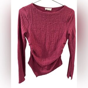 See You Monday Long Sleeve Ruched Top - Berry